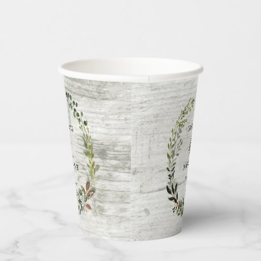 Rustikaler Laubkranz Hochzeitsfeier Pappbecher (Rechts)