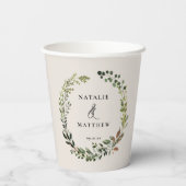 Rustikaler Laubkrug Hochzeitsfeier Pappbecher (Rückseite)