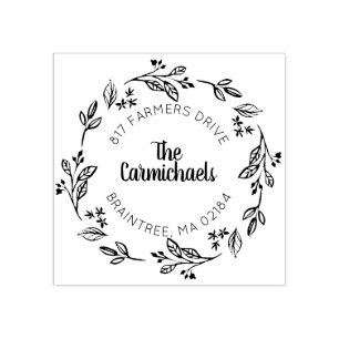 Rustikaler Laurel Country Wreath RÜCKSENDEADRESS Gummistempel