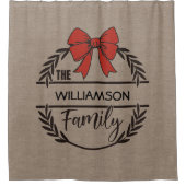 Rustikaler Laurel Holiday Wreath Familienname Duschvorhang (Vorderseite)