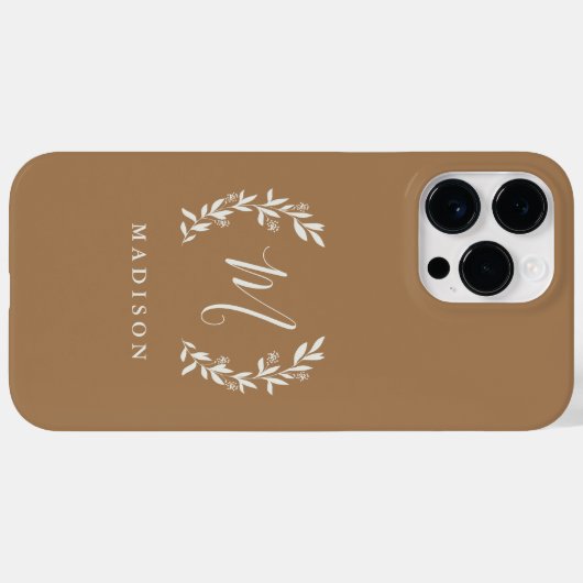 Rustikaler Laurel Script Monogram Name Case-Mate iPhone Hülle (Rückseite (Horizontal))