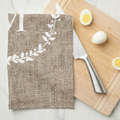 Rustikaler Laurel Wreath Bauernhof Stil Mit Monogr Geschirrtuch (Viertel Falte)