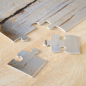 Rustikaler Lavendel auf Weißholz Puzzle (Seite)