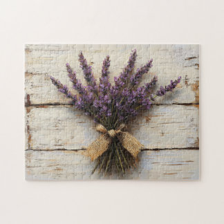 Rustikaler Lavendel auf Weißholz Puzzle