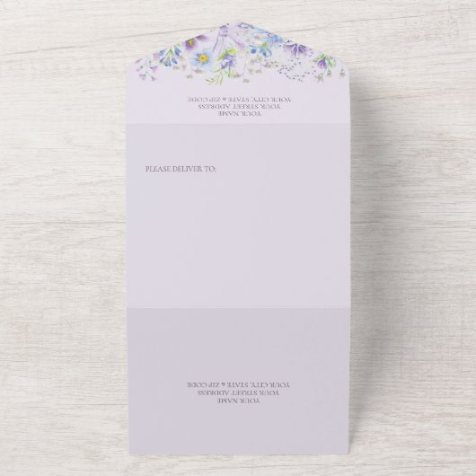 Rustikaler Lavendel & Blume Kein Abendessen All In One Einladung (Außenbereich)