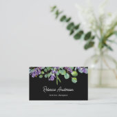 Rustikaler Lavendel-Blumen-Eukalyptus-Schwarzer QR Visitenkarte (Stehend Vorderseite)