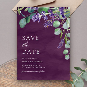 Rustikaler Lavendel Eukalyptus Plum Lila Hochzeit Save The Date
