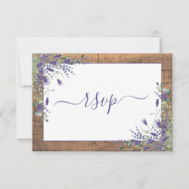 Rustikaler Lavendel Eukalyptus Script Wood UAWG RSVP Karte