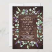 Rustikaler Lavendel | Hochzeitsarbeiten aus Holz Einladung (Vorderseite)