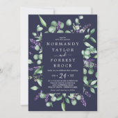 Rustikaler Lavendel | Hochzeitsarbeiten mit blauen Einladung (Vorderseite)