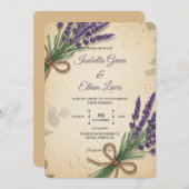 Rustikaler Lavendel-Hochzeitsempfang Einladung (Vorne/Hinten)