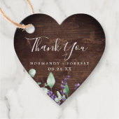 Rustikaler Lavendel | Holz mit Zitat zurück Danke Geschenkanhänger (Vorderseite)