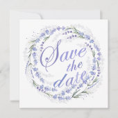 Rustikaler Lavendel-Kranz Hochzeit Save The Date (Vorderseite)
