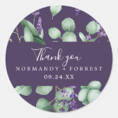 Rustikaler Lavendel | Lila Vielen Dank für Ihr Int Runder Aufkleber (Vorderseite)