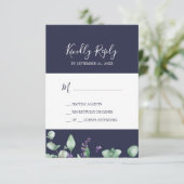 Rustikaler Lavendel | Navy Blue Simple RSVP Card (Stehend Vorderseite)