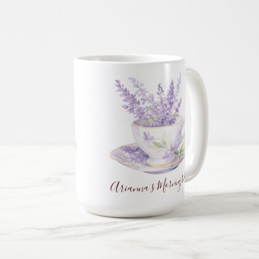Rustikaler Lavendel-Parcours Kaffeetasse (VorderseiteRechts)