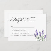 Rustikaler Lavendel RSVP Karte (Vorne/Hinten)