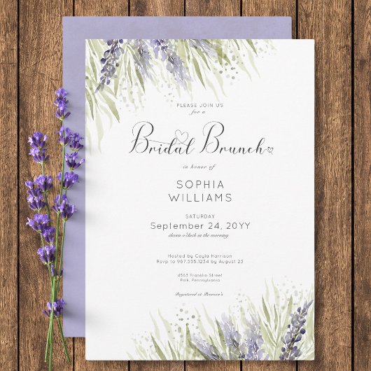 Rustikaler Lavendel & Sage Bridal Brunch Einladung