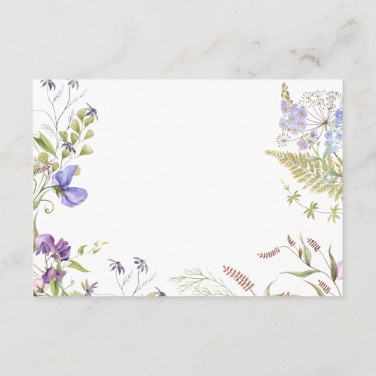 Rustikaler Lavendel & Sage Wildblumen Weißer Empfa Begleitkarte (Rückseite)