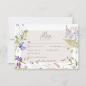 Rustikaler Lavendel & Sage Wildblumen Weißes Abend RSVP Karte (Vorderseite)