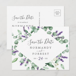 Rustikaler Lavendel Save the Date Postkarte