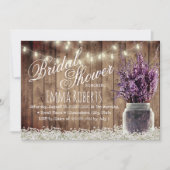 Rustikaler Lavender Floral Mason Jar Brautparty Einladung (Vorderseite)
