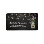 Rustikaler Lavender Mason Jar Lights Adressaufkleber (Vorne)