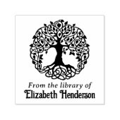 Rustikaler Leafy Tree mit Roots SQ Bibliotheksname Permastempel (Design)