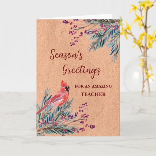 Rustikaler Lehrer Weihnachtsfeiertag Karte (Gelbe Blume)