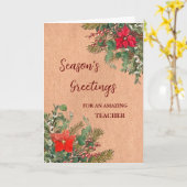 Rustikaler Lehrer Weihnachtsfeiertag Karte (Gelbe Blume)