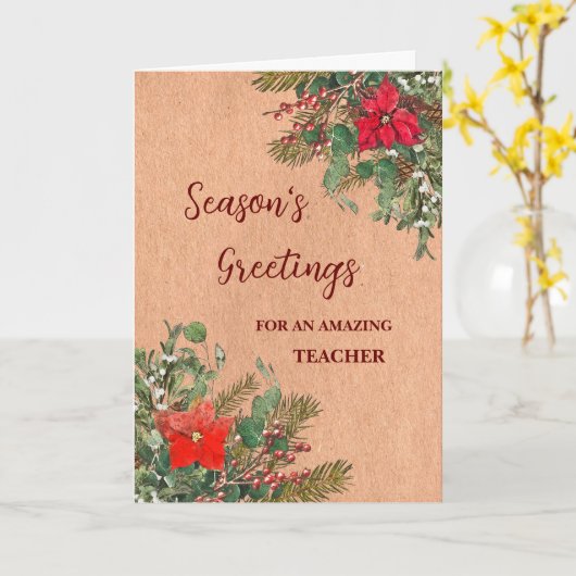 Rustikaler Lehrer Weihnachtsfeiertag Karte (Gelbe Blume)