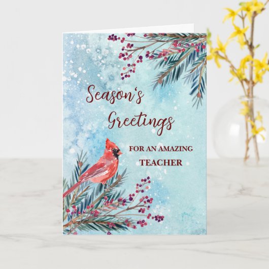 Rustikaler Lehrer Weihnachtsfeiertag Karte (Gelbe Blume)