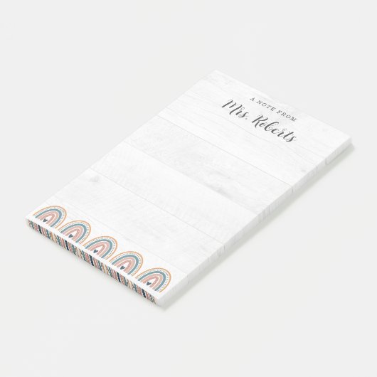 Rustikaler Lehrer Wertschätzung Boho Rainbow Post-it Klebezettel (angewinkelt)