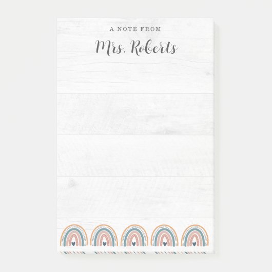 Rustikaler Lehrer Wertschätzung Boho Rainbow Post-it Klebezettel (Vorderseite)