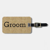 Rustikaler Leinwand-Bräutigam-Reise-Gepäckanhänger Gepäckanhänger (Vorderseite horizontal)