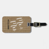 Rustikaler Leinwand-Herr und Frau Newlyweds Couple Gepäckanhänger (Vorderseite horizontal)