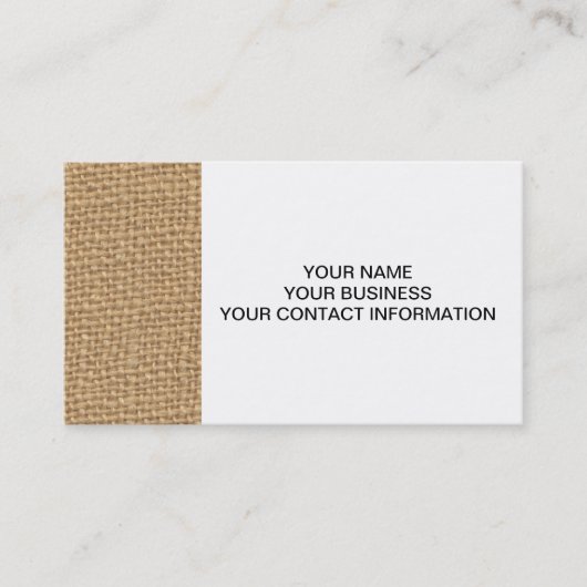 Rustikaler Leinwand-Hintergrund gedruckt Visitenkarte (Vorderseite)