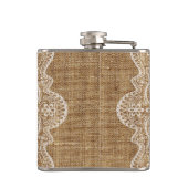 Rustikaler Leinwand-Spitze-Hochzeits-Trauzeuge Flachmann (Rückseite)