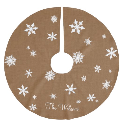 Rustikaler Leinwand-Stammbaum-Rock Polyester Weihnachtsbaumdecke (Vorderseite)