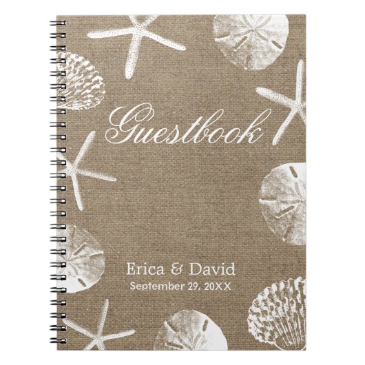 Rustikaler Leinwand-Strand-HochzeitGuestbook Notizblock (Vorderseite)