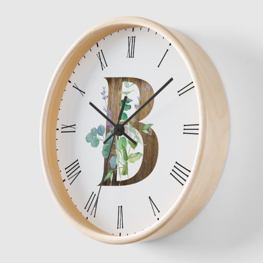 Rustikaler Letter B-Holzrahmen Uhr (Winkel)