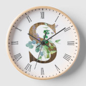 Rustikaler Letter S Holzrahmen Uhr (Vorderseite)
