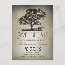 Rustikaler Leuchtbaum Save the Date Vintag Ankündigungspostkarte