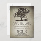 Rustikaler Leuchtbaum Save the Date Vintag Ankündigungspostkarte (Vorne/Hinten)