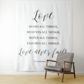 Rustikaler „Liebe versagt nie“ Hochzeits-Hintergru Wandteppich (Beispiel)