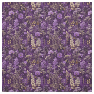 Rustikaler lila botanischer, fetter, vintage Blume Stoff