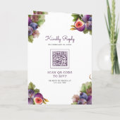 Rustikaler lila Feigen-Hochzeits-QR-Code für alles Einladung (Rückseite)