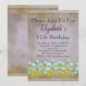 Rustikaler Lila Geburtstag Einladung (Vorne/Hinten)