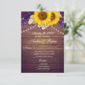 Rustikaler Lila Gelbblütenbarsch RSVP Karte (Stehend Vorderseite)