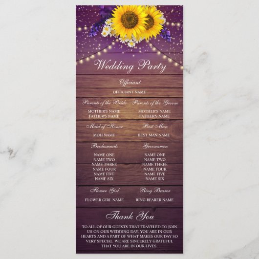 Rustikaler Lila Gelbblütenbaum Programm (Rückseite)